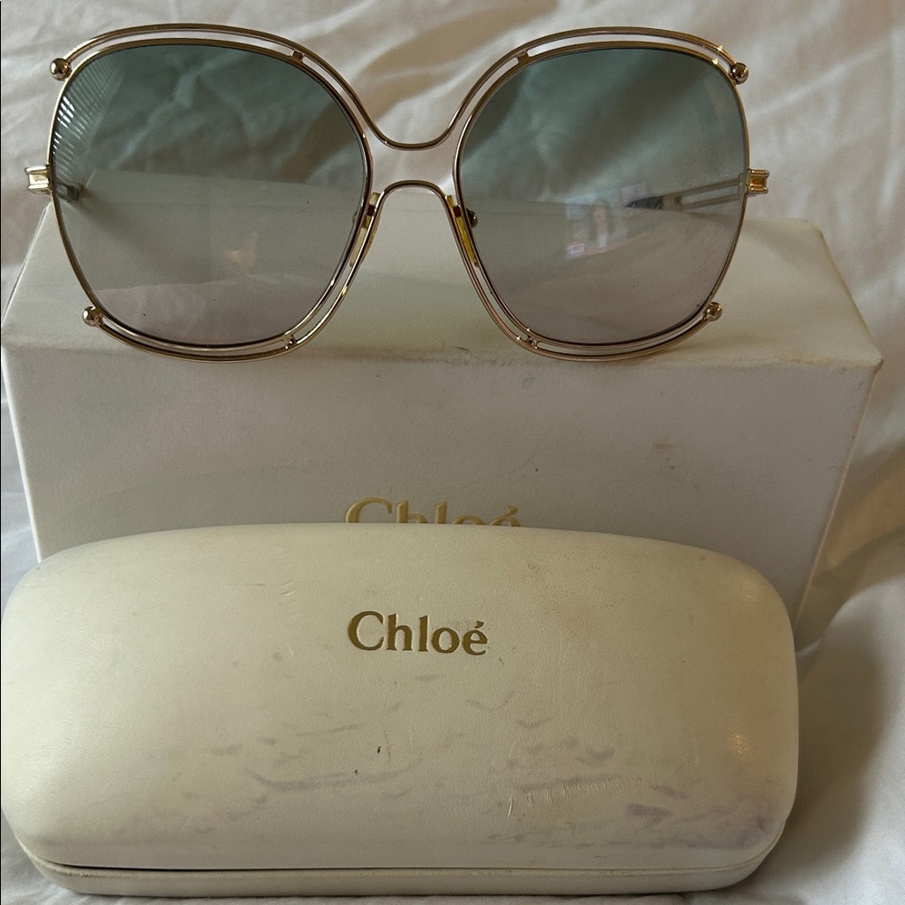 Chloé Gold Frame Sunglasses with Gray Lenses